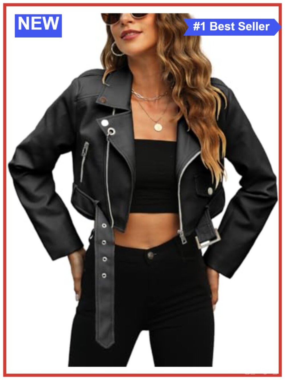 Cropped Faux Leather Jacket Bomber PU Moto Coat